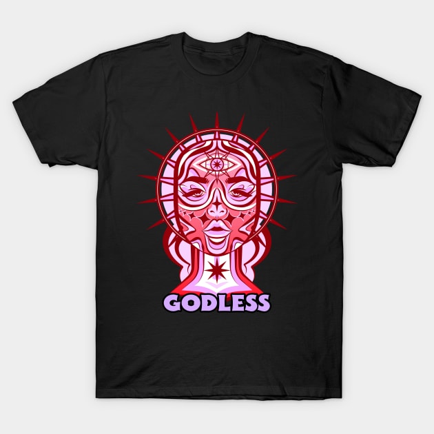Godless Face T-Shirt by glumwitch
